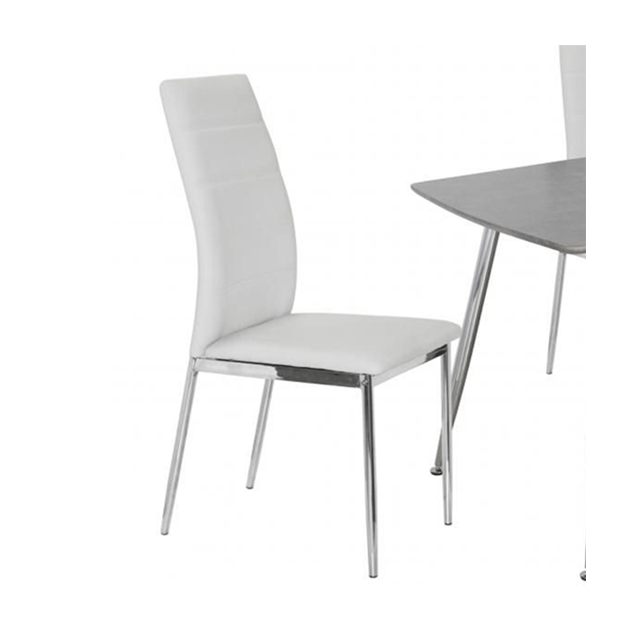 Winslow Elegance Set of 4 White PU Dining Chairs with Chrome Accents