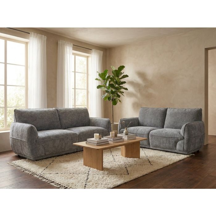 ALDERWYN Fabric 3 and 2 Seater Fullback Sofa Set - Grey