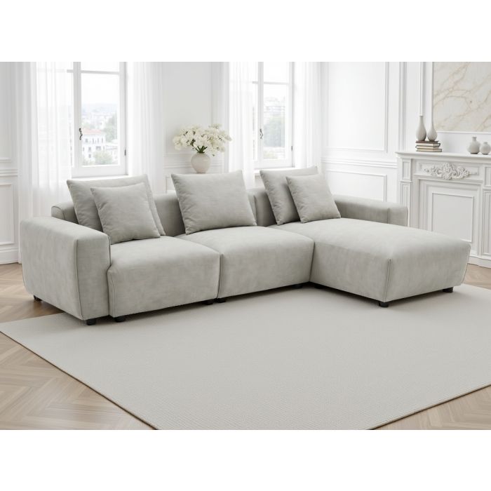 GREYFORD Fabric 3 Seater L Shaped Corner Sofa - Reversible Facing - Beige