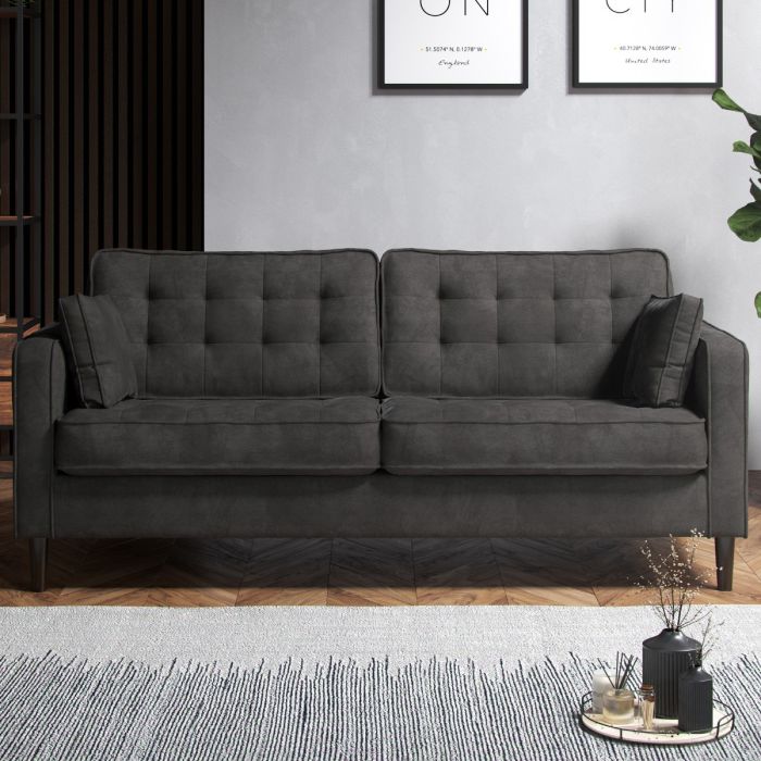 DREXTON Fabric 3 Seater Sofa - Graphite