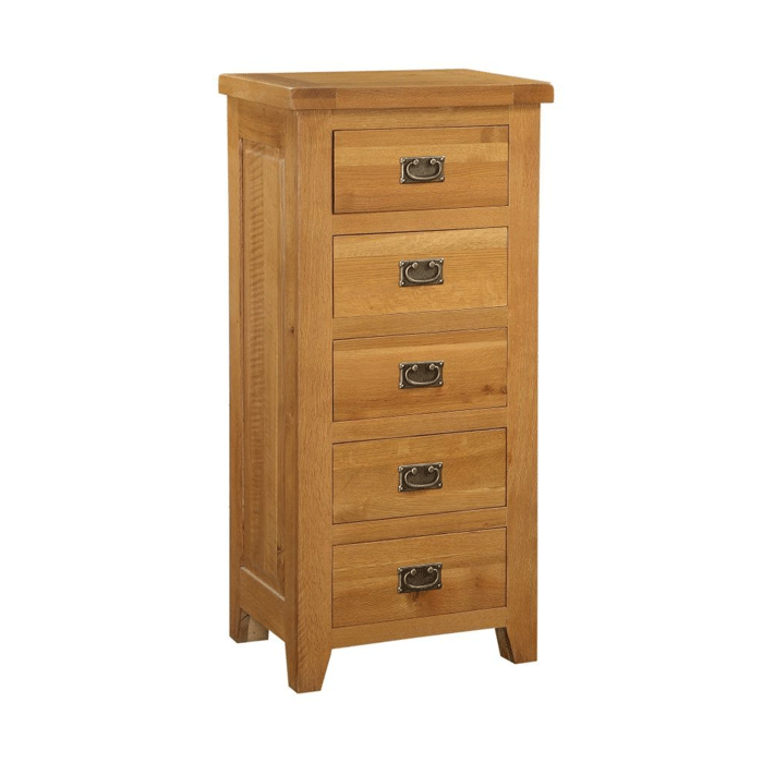 Oak Finish Chest of Drawers - ALTONA Tallboy Medium Chest 5 Drawers