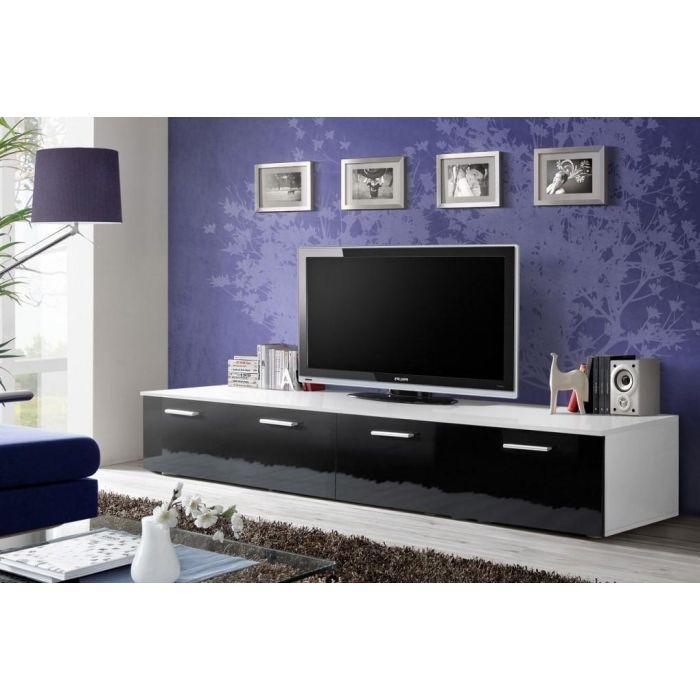 Duos TV Cabinet in White and Black Gloss