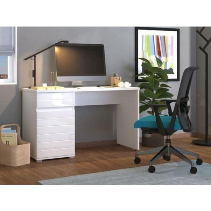 Frieda Computer Desk with Drawers - White Gloss