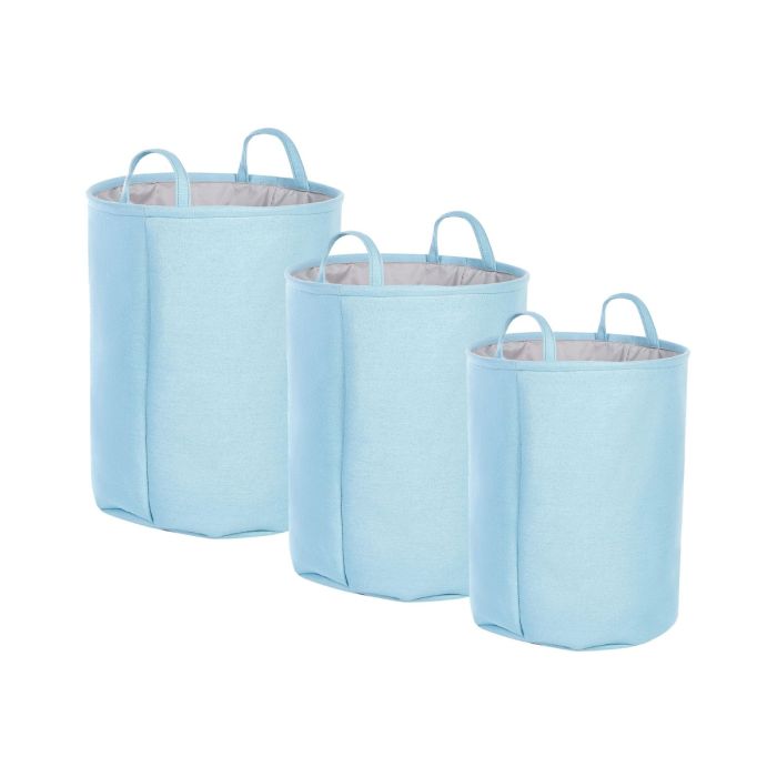 Set of 3 Fabric Baskets Blue ARCHA