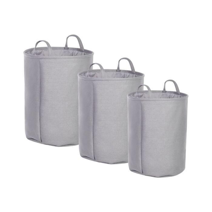 Set of 3 Fabric Baskets Grey ARCHA