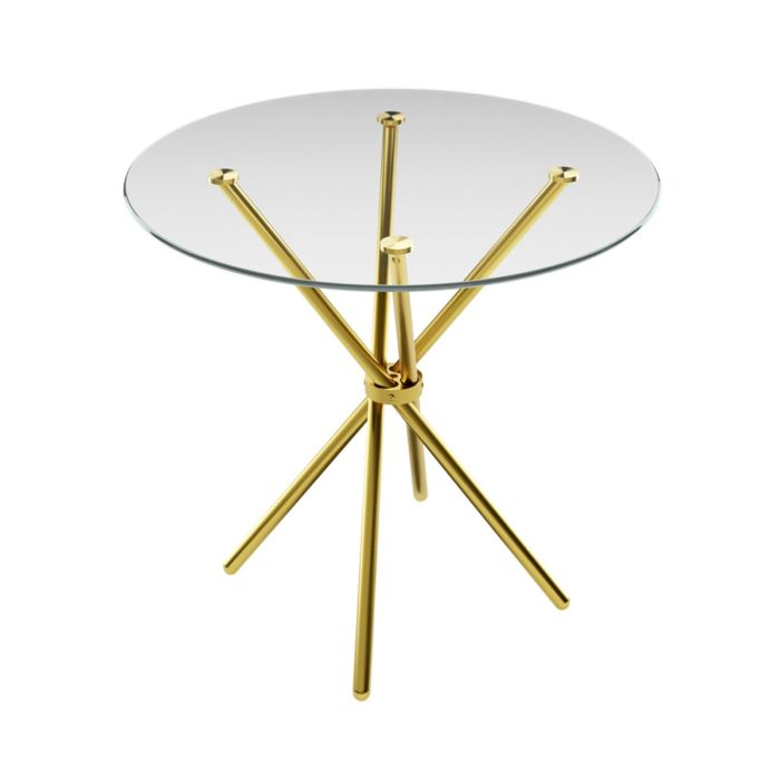 CASORA Round Dining Table with Gold Legs - Clear