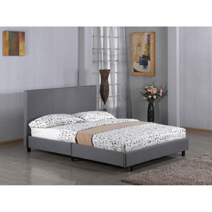 Purbeck Grey Fabric Bed with High Headboard - 3ft Single