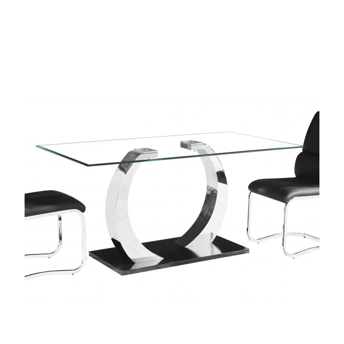 Sleek Design Fullerton Glass Top Rectangular Dining Table with Stainless Steel Base - Black