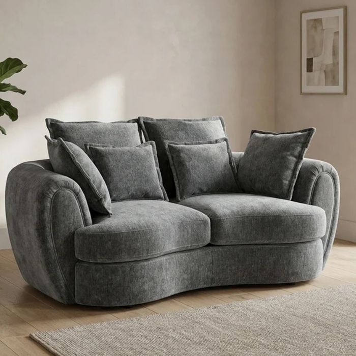 HADLOW Velvet 2 Seater Sofa - Charcoal