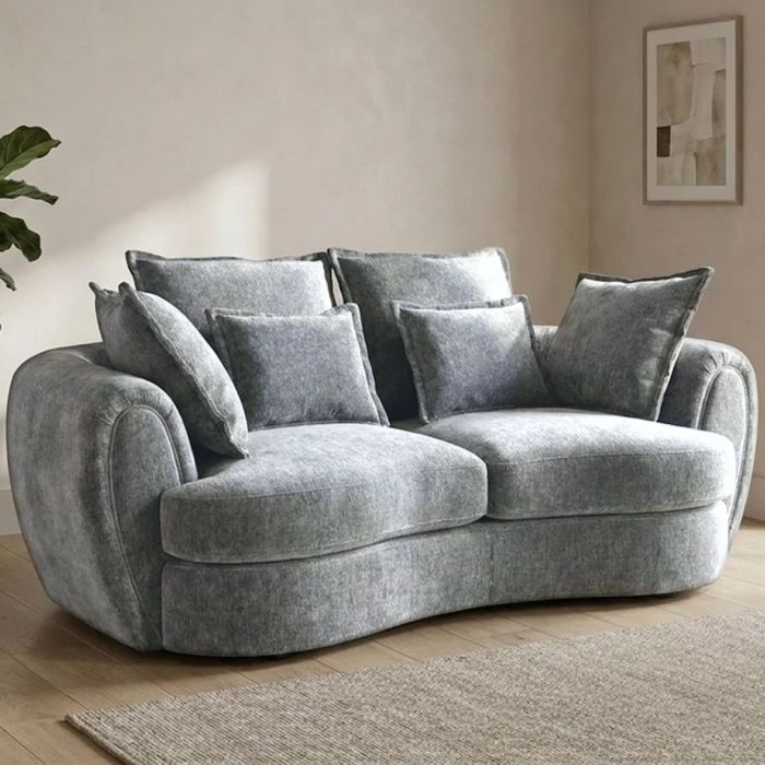 HADLOW Velvet 3 Seater Sofa - Grey
