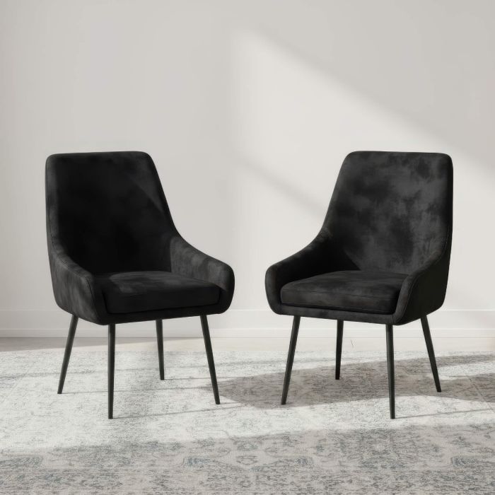 Decadent Dining Hove Velvet Chairs with Black Legs - Pair