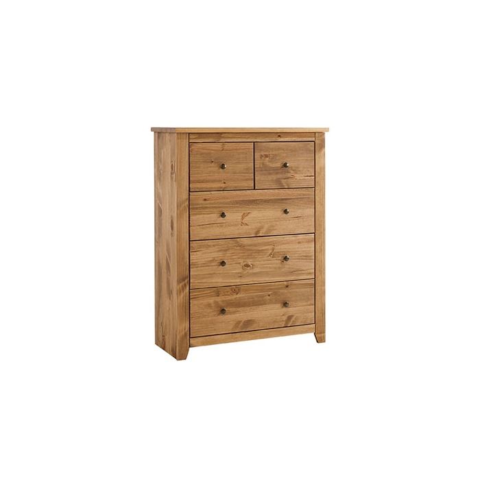 Pine Finish Chest of Drawers - HARLAN Medium Chest 5 Drawers