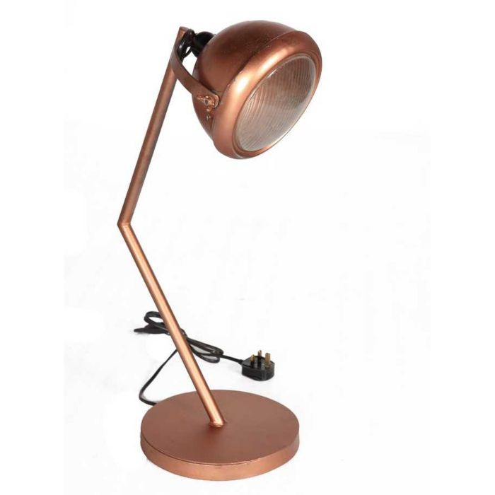 Lacquered Iron Round Table Lamp - Antique Brown
