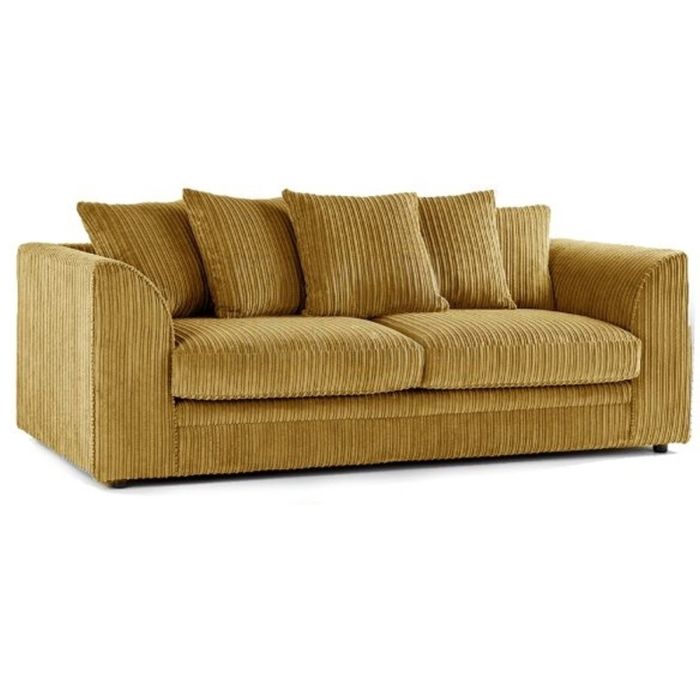 OXFORD Jumbo Cord 3 Seater Scatterback Sofa - Mustard