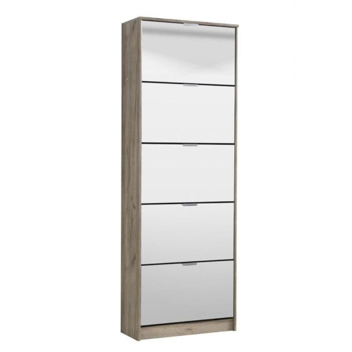 James Mirrored 5 Drawer Shoe Cabinet - Oak Effect