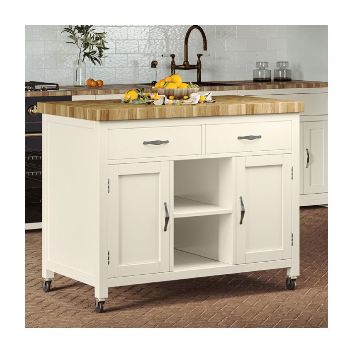 Briley Kitchen Island with Butchers Block - Cream