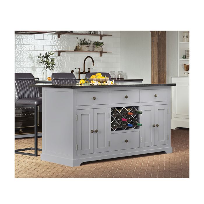 Multifunctional Grey Kitchen Island with Black Granite Worktop