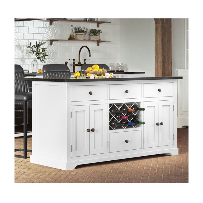 Versatile White Kitchen Island with Black Granite Worktop