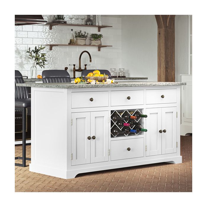 Versatile White Kitchen Island with Grey Granite Worktop