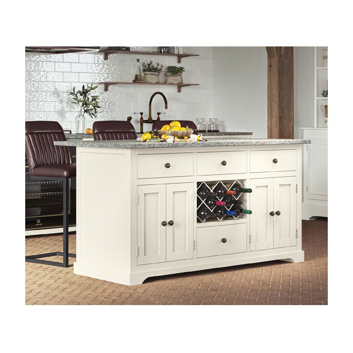 Versatile Design Cream Kitchen Island with Grey Granite Worktop