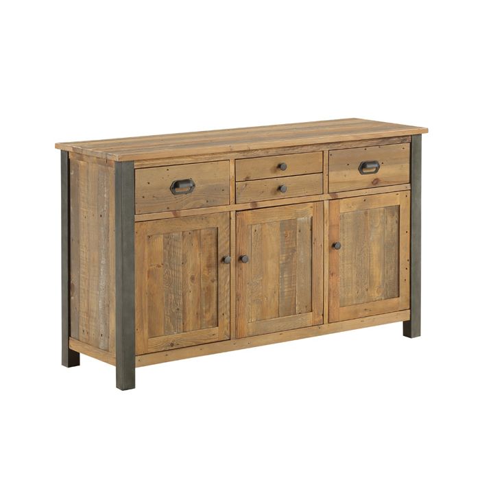 Doyle Elegance Rustic 3 Door Sideboard with 4 Drawer - Natural Wood