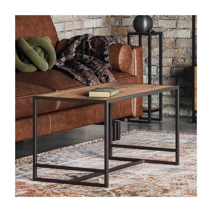 Hayley Metal Frame Reclaimed Wood Tall Open Coffee Table
