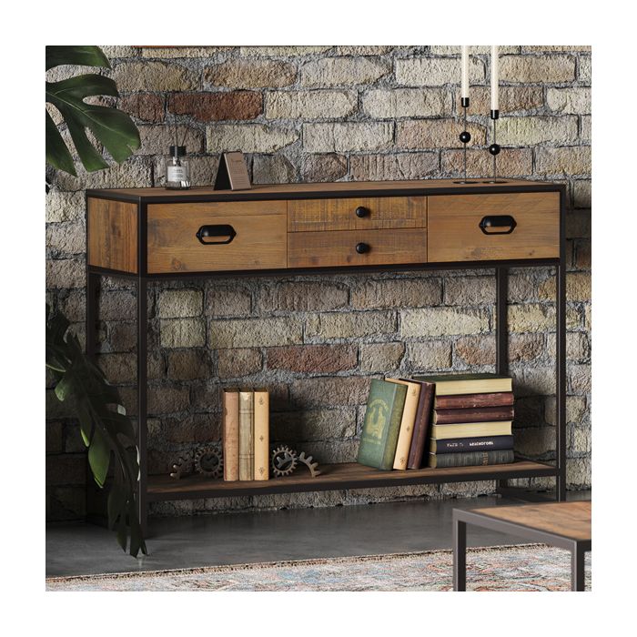 Hayley Reclaimed Wood Large Console Table with Storage Drawer