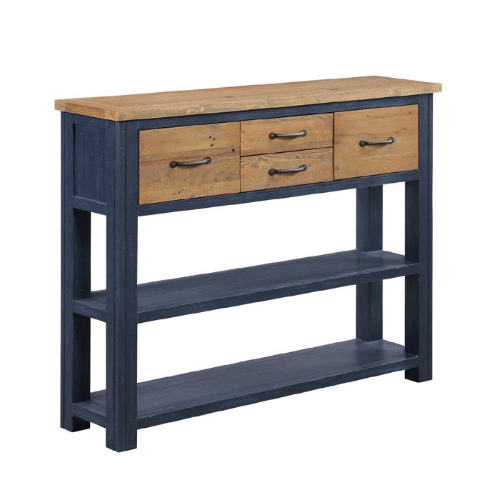 Splatter of Blue Small Console Table with 3 Drawer