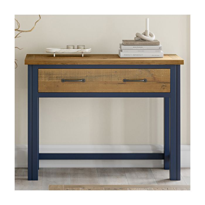 Splatter Reclaimed Wood Blue Hidden Space Compact Computer Desk