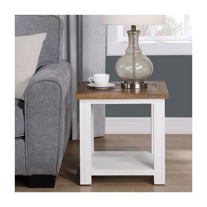 Splatter Reclaimed Wood Lamp Table - White