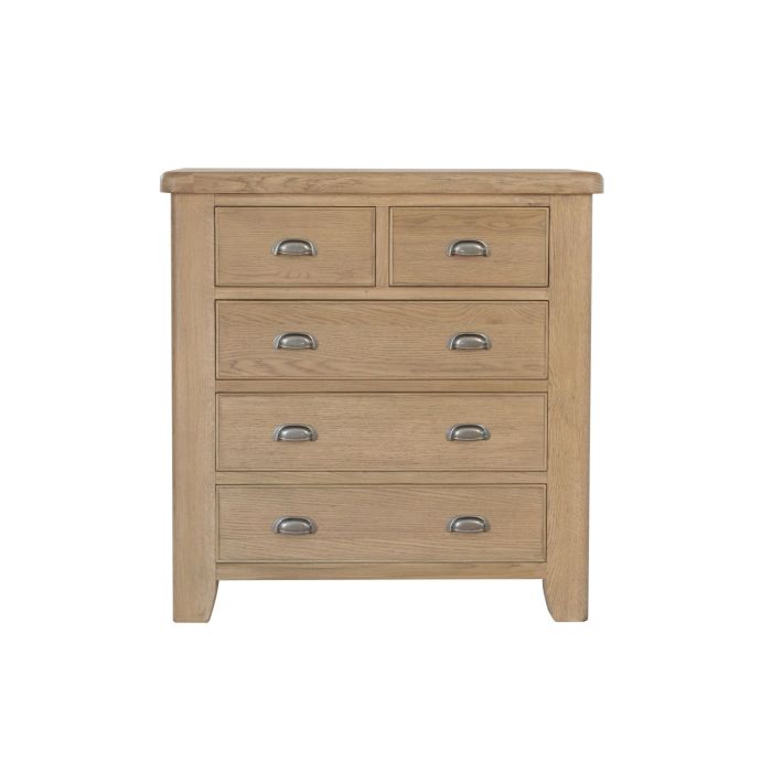 Oak Finish Chest of Drawers - EDWARDIAN Medium Chest 5 Drawers