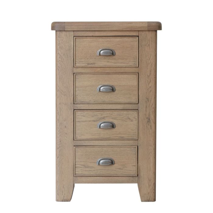 Oak Finish Chest of Drawers - LUCKNOW Small Chest 4 Drawers