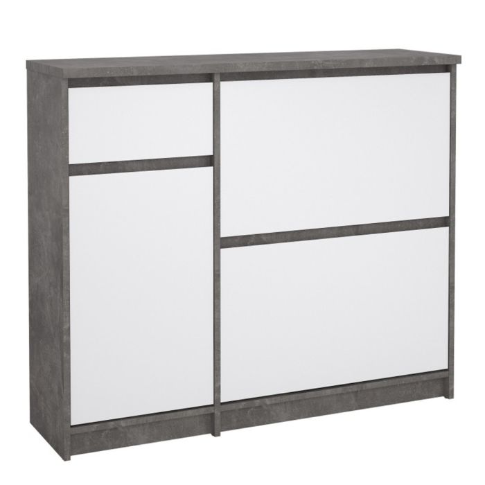Lottie Shoe Cabinet with Door and Drawer - Concrete Front with High Gloss
