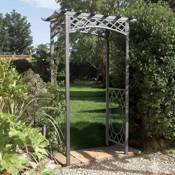Heavy Duty Metal Frame Lattice Detailing Wrenbury Top Ach - Grey