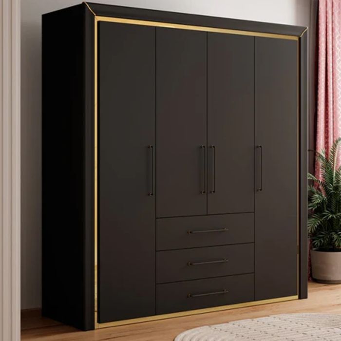 ANALDA 4 Door Wardrobe with 3 Drawers Black - 199cm