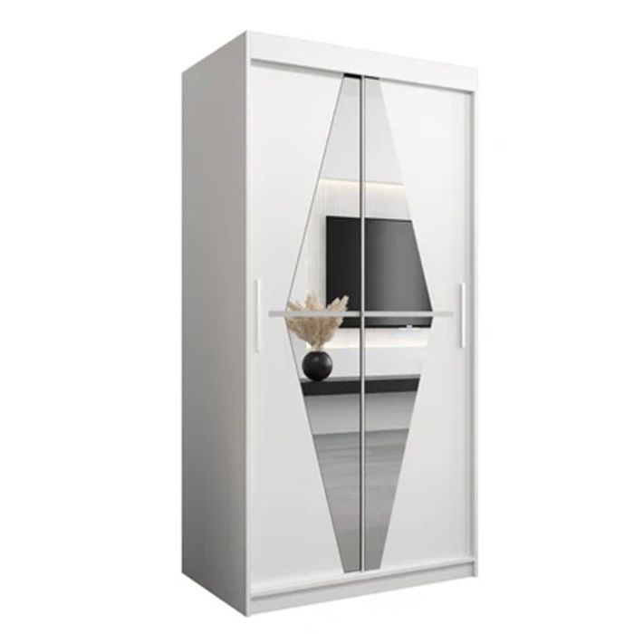 SPURDLE 2 Door Mirrored Sliding Wardrobe Black - 100cm