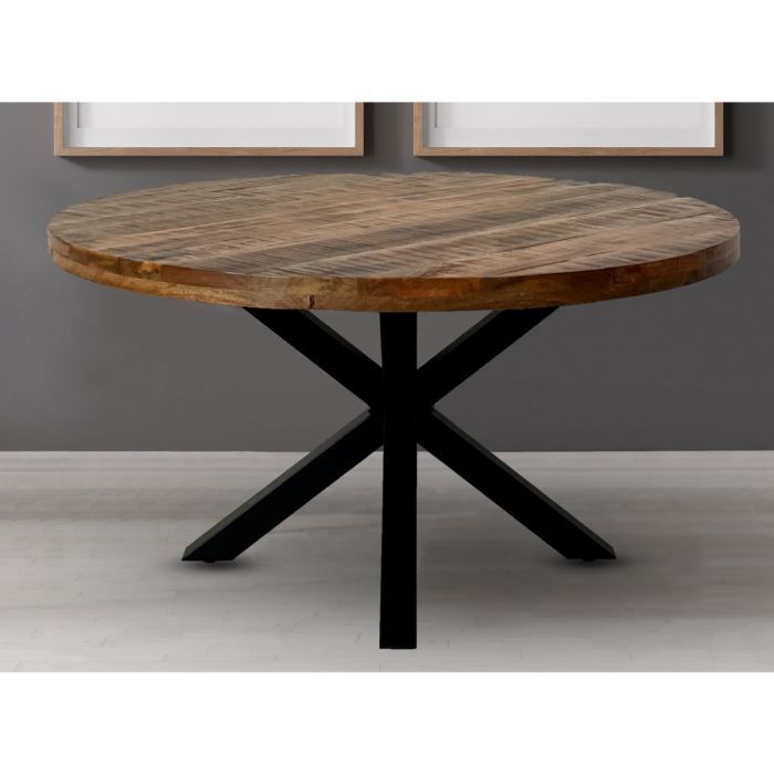 Barnsley Stylish Black X Shape Metal Frame Round Dining Table - 150cm