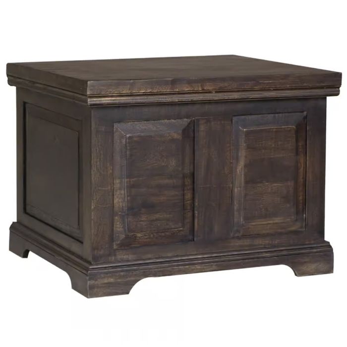 Delta Mango Wood Small Ottoman Storage Box- Walnut
