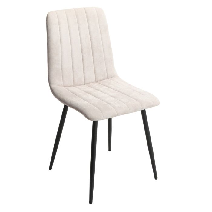 Black Solid Metal Frame Straight Stitch Natural Fabric Dining Chair - Set of 2