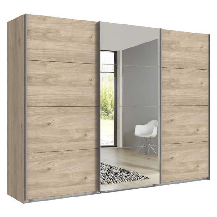 AMBER 3 Door Mirrored Sliding Wardrobe Oak - 270cm