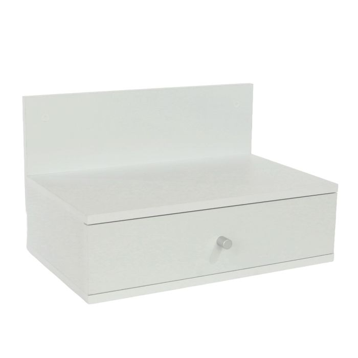 ASHBOURNE Medium Wide Wood Bedside Cabinet Pair Wall-Mounted 1 Drawer - White