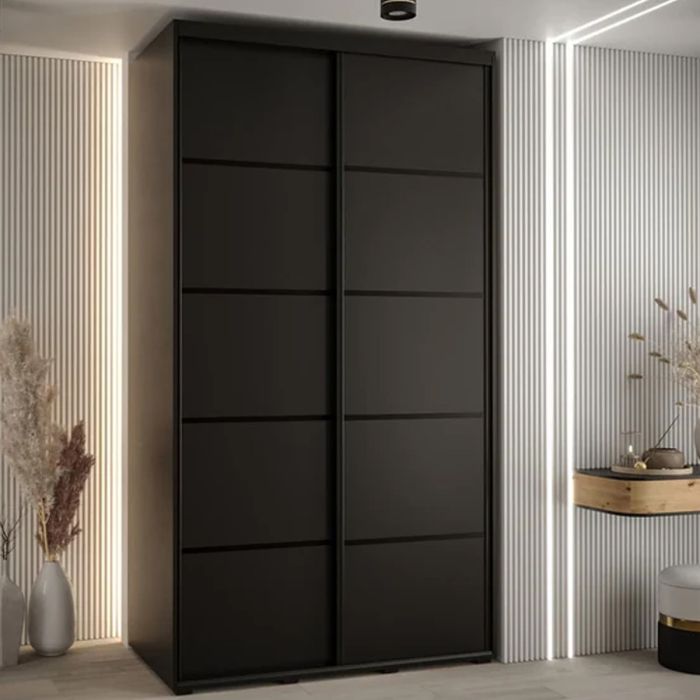 CAVESSA 2 Door Sliding Wardrobe Black - 140cm