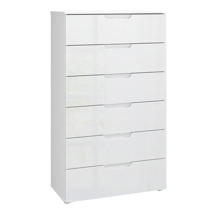 White Chest of Drawers - SKEGNESS Large Chest 6 Drawers