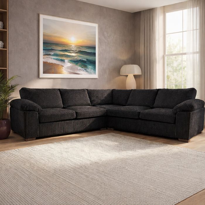 Corner Sofa - CORDURA Full Back Jumbo Cord - Black