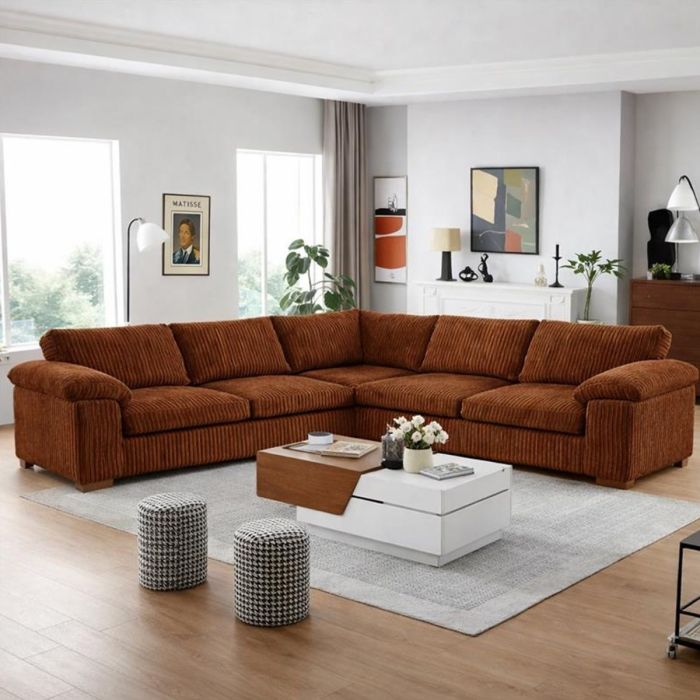 Corner Sofa - CORDURA Full Back Jumbo Cord - Brown