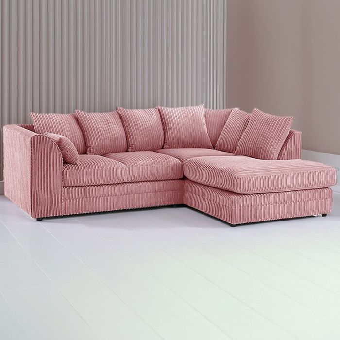 DESMOND Jumbo Cord 4 Seater L Shaped - Right Hand Facing Corner Sofa - Pink