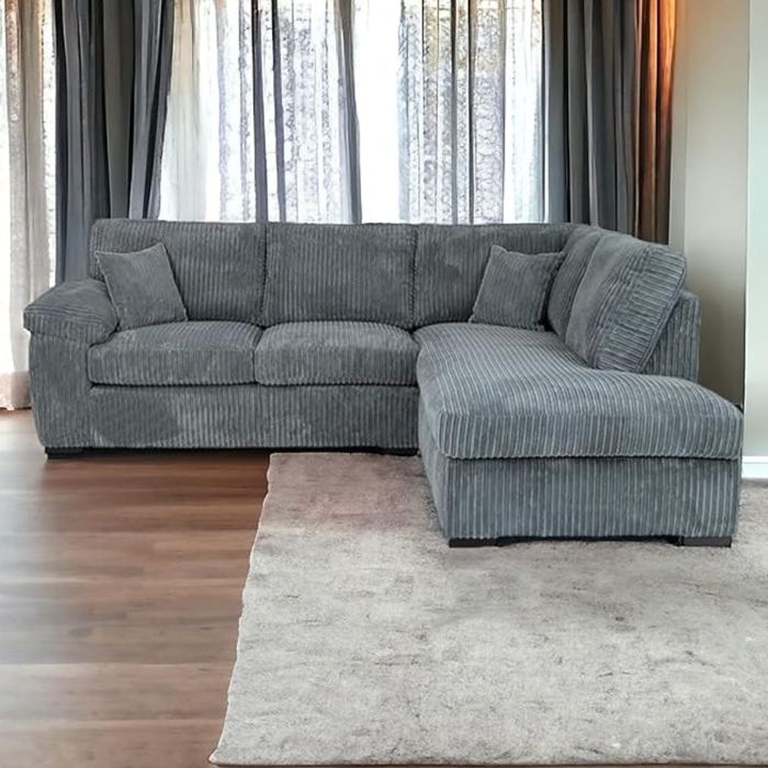 Corner Sofa - CORDURA Full Back Jumbo Cord Right Hand Grey