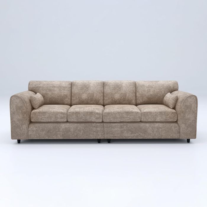 LORVANI Fabric 4 Seater Fullback Sofa - Beige