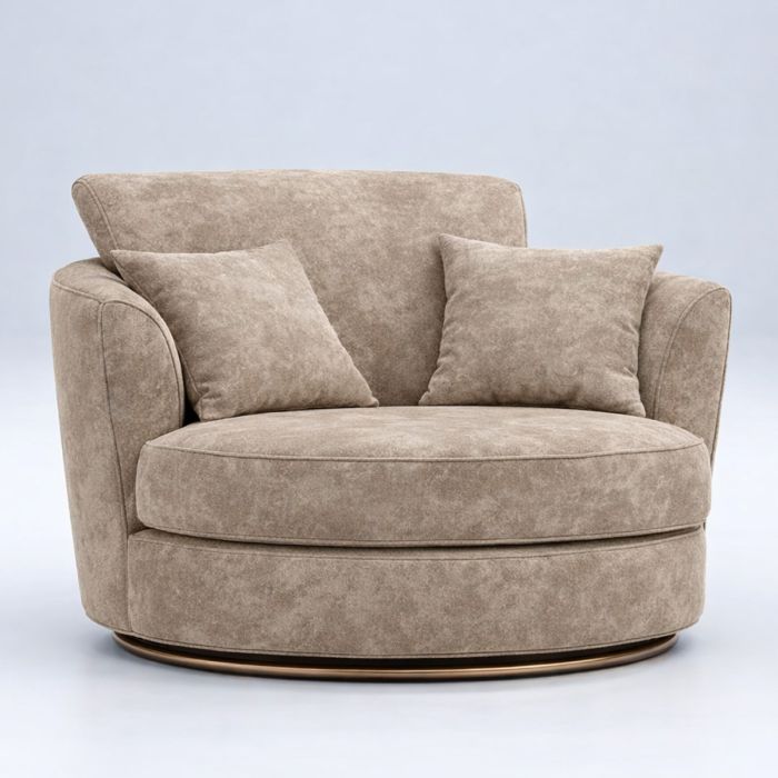 LORVANI Fabric Swivel Chair - Beige