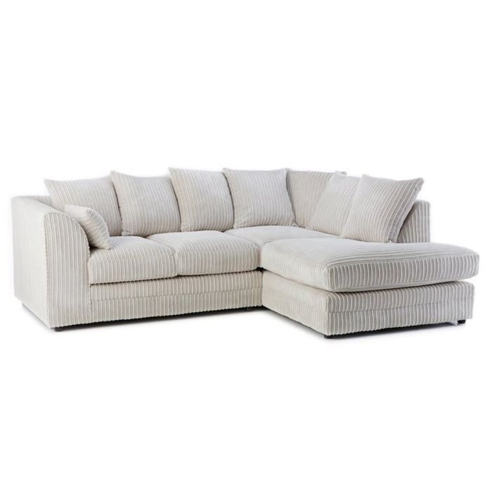 MONA Jumbo Cord 4 Seater L Shaped - Right Hand Facing Corner Sofa - Cream